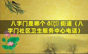 八字门是哪个 🦍 街道（八字门社区卫生服务中心电话）